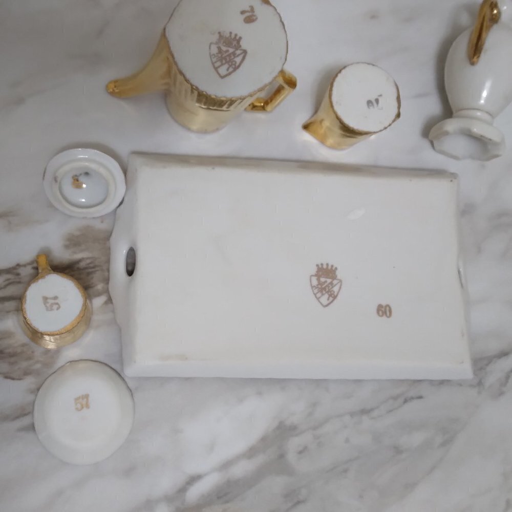 Vintage J. L. Menau Miniature Porcelain Coffee Set Doll House Collectible - Picture 8 of 11